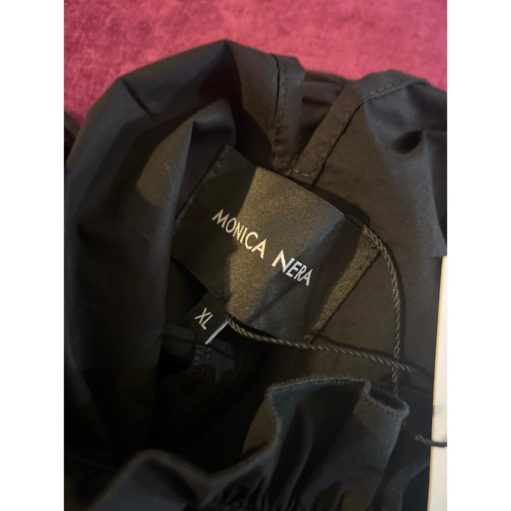 MONICA NERA Tiered Dress FEMININE SUSTAINABLE FASH Cotton NWT Sz XL Black Poplin - Picture 6 of 9